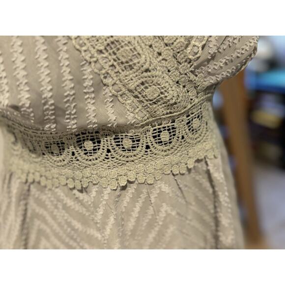 NEW Babydoll Sage Dress Mini Boho Whimsy Fairy Lace Mini Dress Size S Lace - Picture 4 of 8